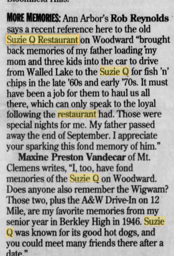 Susie-Q Chick N Chips - 1996 Article